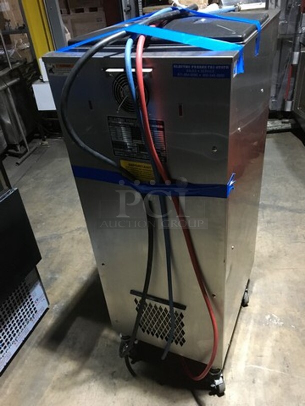 Wow! Late Model Electro Freeze 3 Handle Electric Powered Soft Serve Ice Cream/Yogurt Machine! All S.S. Body! Model SL500132 Serial B2S664! 208/230V 3Phase! On Commercial Casters! Working When Removed! - Image 3 of 10