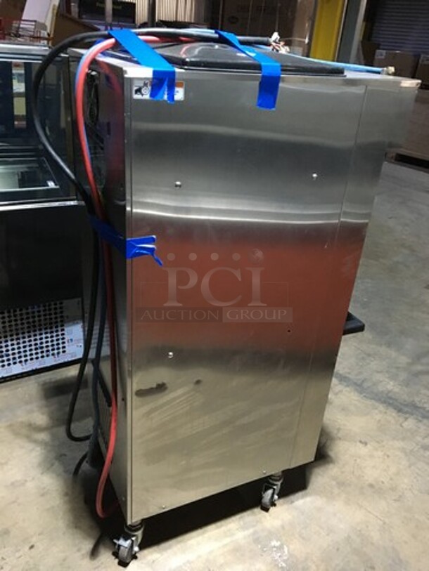 Wow! Late Model Electro Freeze 3 Handle Electric Powered Soft Serve Ice Cream/Yogurt Machine! All S.S. Body! Model SL500132 Serial B2S664! 208/230V 3Phase! On Commercial Casters! Working When Removed! - Image 4 of 10