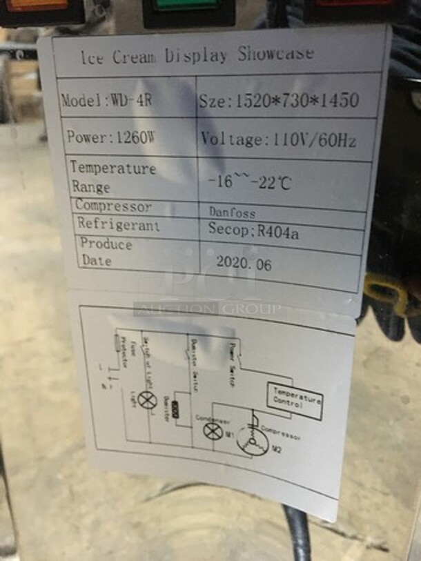 SWEET! 2020 LATE MODEL! Evco Commercial Refrigerated Gelato Display Case! With LED Lights!  With 2 Sliding Rear Doors! Model WD4R! 110V! Working When Removed! - Image 8 of 10