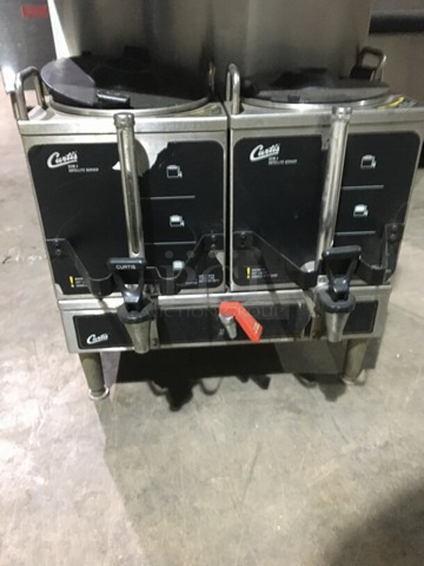 Curtis Commercial Countertop Dual Coffee Brewing Machine! With Hot Water Dispenser! With Beverage Holders/Dispensers! All Stainless Steel Body! Model GEM312IL10 Serial 10353419! 220V 1Phase! On Legs! - Image 6 of 9