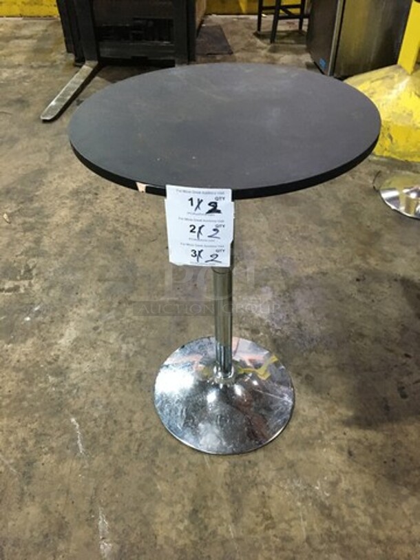 Nice! Round Adjustable Height For Bar/Reg Dining Table! With Metal Base! 2 X Your Bid!