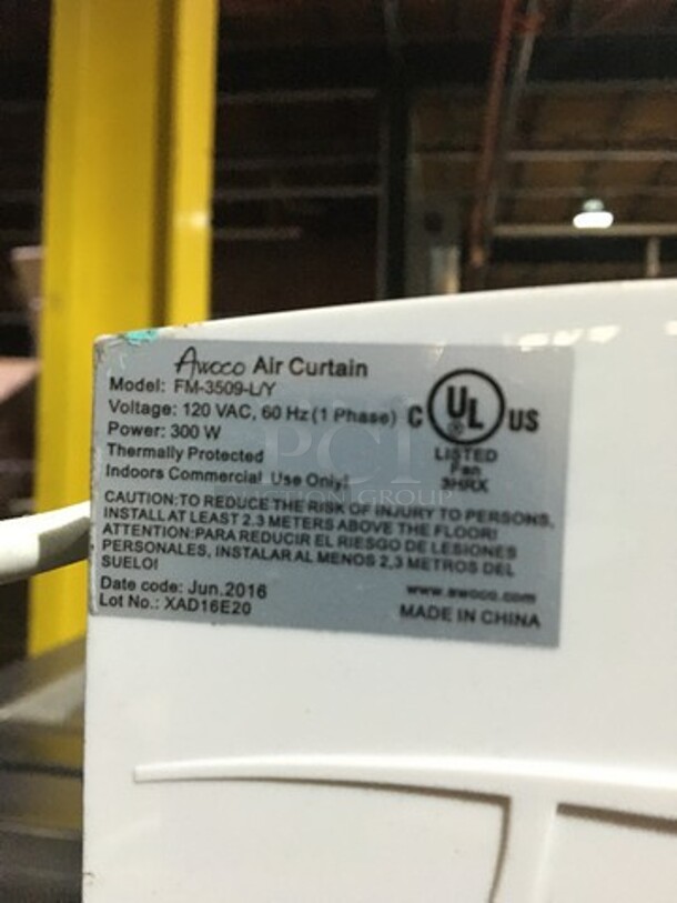 Awoco 10" Air Curtain Fan! Model FM3509L/Y! 120V! - Image 5 of 6