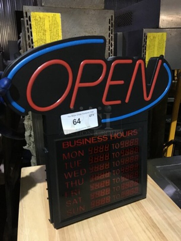 NICE! Premier LED "OPEN" Sign! With Programmable Digital Time! Works Great! - Image 6 of 8
