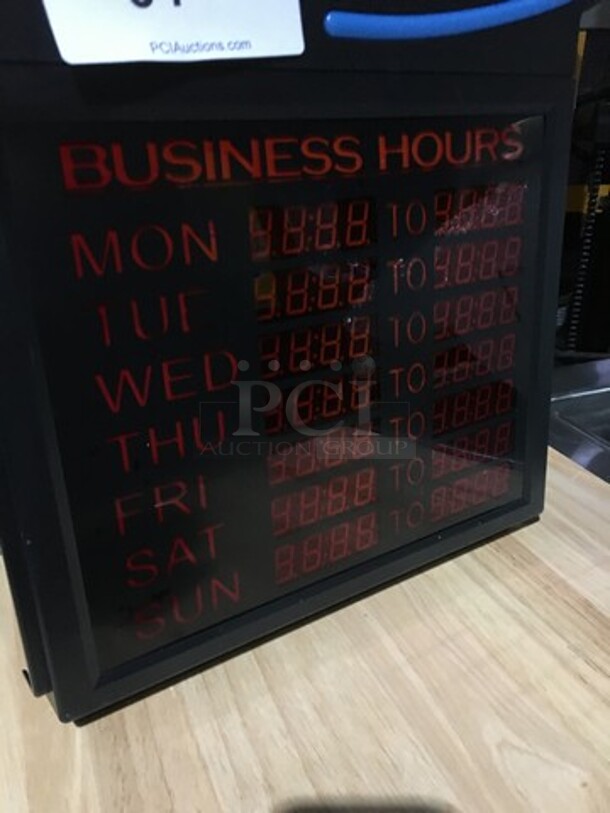 NICE! Premier LED "OPEN" Sign! With Programmable Digital Time! Works Great! - Image 7 of 8