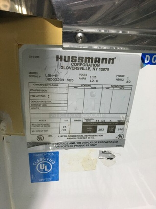 Hussmann Commercial Chest Freezer Merchandiser! With 4 Sliding Doors! With Poly Coated Baskets! Model LBN8 Serial 02D02204585! 115V! - Image 9 of 11