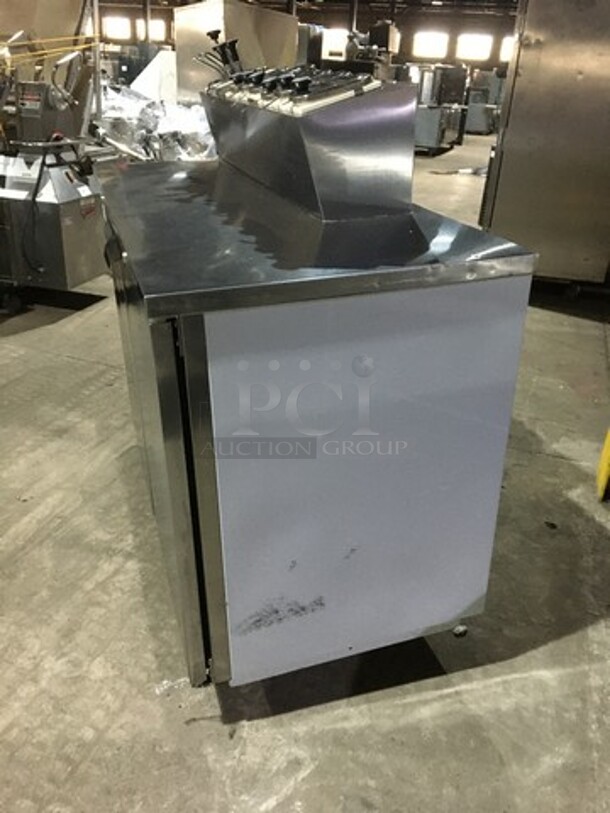 NICE! Beverage Air Commercial Refrigerated Work Top Station! With 2 Door Underneath Storage Space! With Poly Coated Racks! With Cold Topping Rail! All Stainless Steel! Model MS581S Serial 11009409! 115V 1Phase! - Image 2 of 12