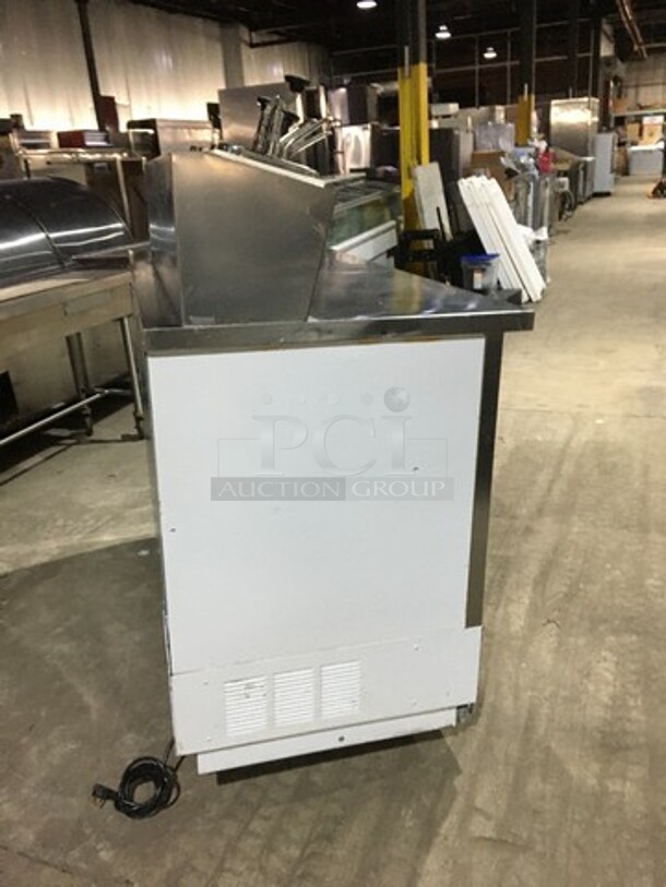 NICE! Beverage Air Commercial Refrigerated Work Top Station! With 2 Door Underneath Storage Space! With Poly Coated Racks! With Cold Topping Rail! All Stainless Steel! Model MS581S Serial 11009409! 115V 1Phase! - Image 3 of 12