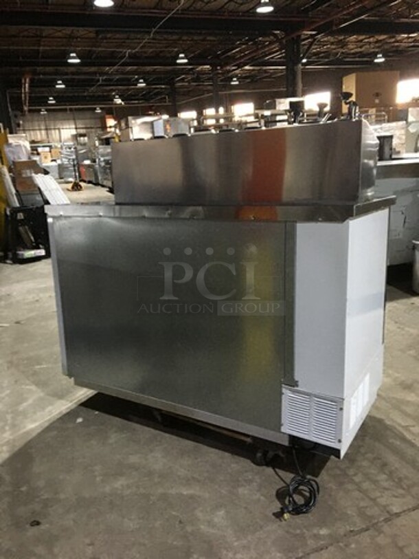 NICE! Beverage Air Commercial Refrigerated Work Top Station! With 2 Door Underneath Storage Space! With Poly Coated Racks! With Cold Topping Rail! All Stainless Steel! Model MS581S Serial 11009409! 115V 1Phase! - Image 4 of 12