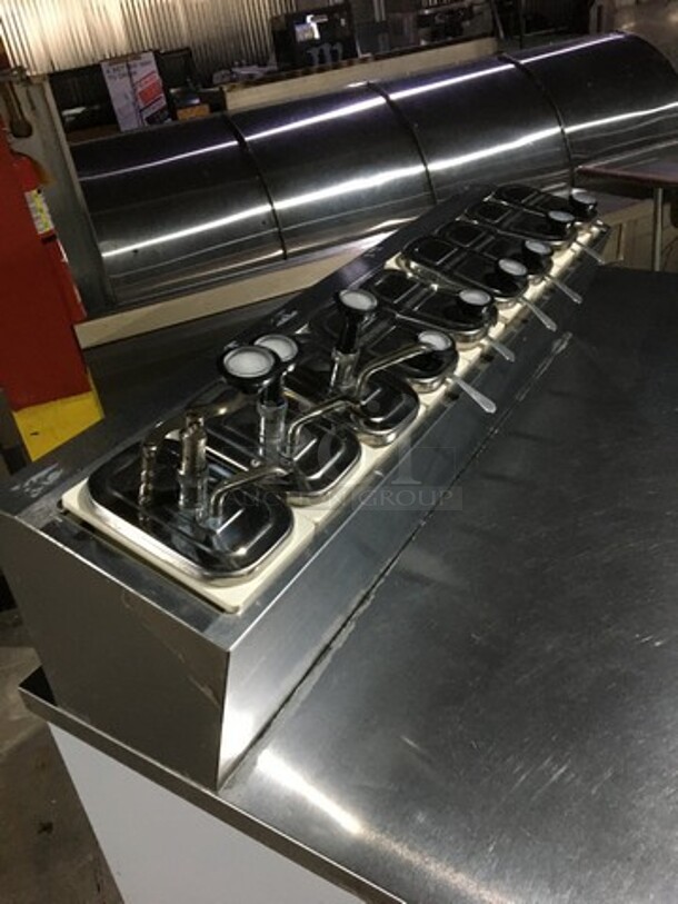 NICE! Beverage Air Commercial Refrigerated Work Top Station! With 2 Door Underneath Storage Space! With Poly Coated Racks! With Cold Topping Rail! All Stainless Steel! Model MS581S Serial 11009409! 115V 1Phase! - Image 9 of 12