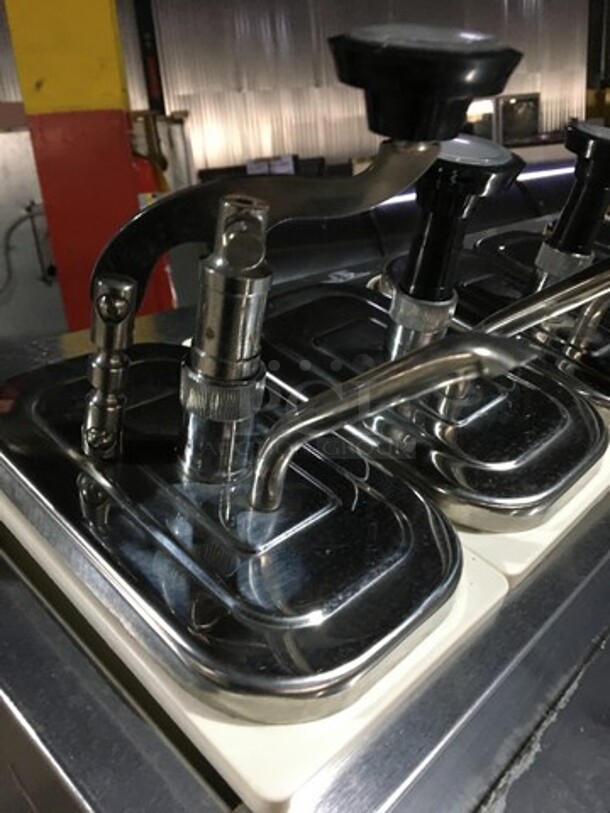 NICE! Beverage Air Commercial Refrigerated Work Top Station! With 2 Door Underneath Storage Space! With Poly Coated Racks! With Cold Topping Rail! All Stainless Steel! Model MS581S Serial 11009409! 115V 1Phase! - Image 10 of 12