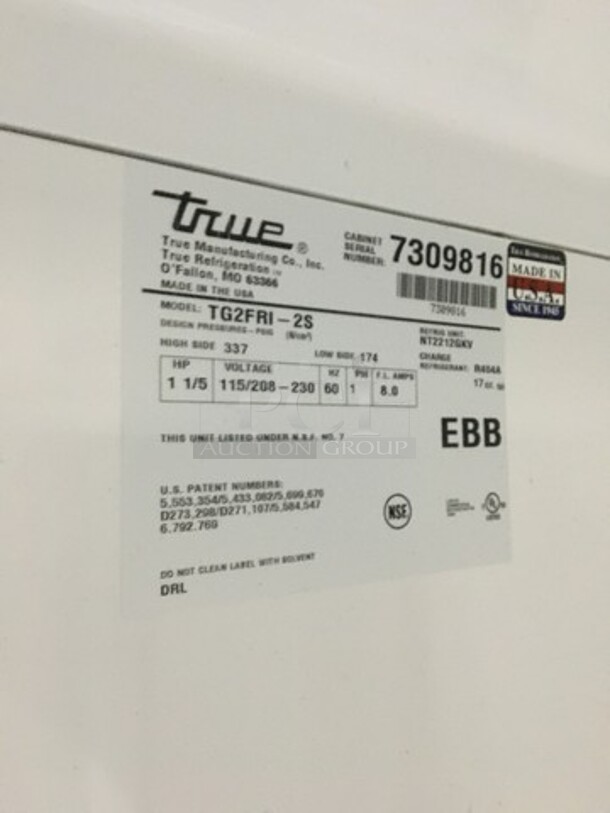 Amazing! 2012 True Commercial 2 Door Roll In Rack Freezer/Dough Retarder! All Stainless Steel! Model TG2FRI2S Serial 7309816! 115/208/230V 1Phase! - Image 8 of 9