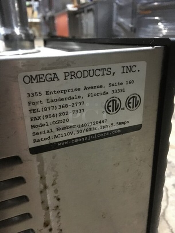 Omega Commercial Countertop Refrigerated Dual Beverage Dispenser! All Stainless Steel! Model OSD20 Serial 1407120447! 110V 1Phase!  - Image 7 of 8