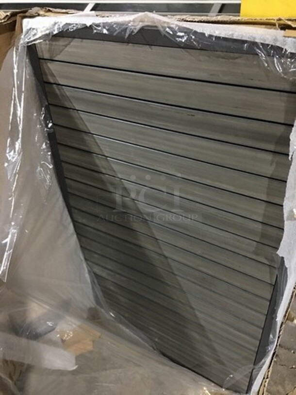 BEAUTIFUL! BRAND NEW IN THE BOX! Gar Kona Edition Outdoor Synthetic Teak Top 30X48 Dining Tabletops! With Weathered Grey Slats! With Aluminum Frame!  - Image 2 of 4