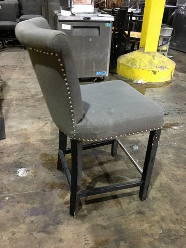 Gorgeous! Modern Style Bar Height Dining Chair! With Cushioned Seat & Backrest! With Wooden Legs! 6 X Your Bid! - Image 3 of 7