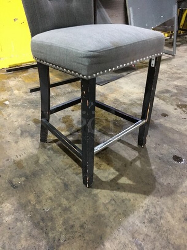 Gorgeous! Modern Style Bar Height Dining Chair! With Cushioned Seat & Backrest! With Wooden Legs! 6 X Your Bid! - Image 7 of 7