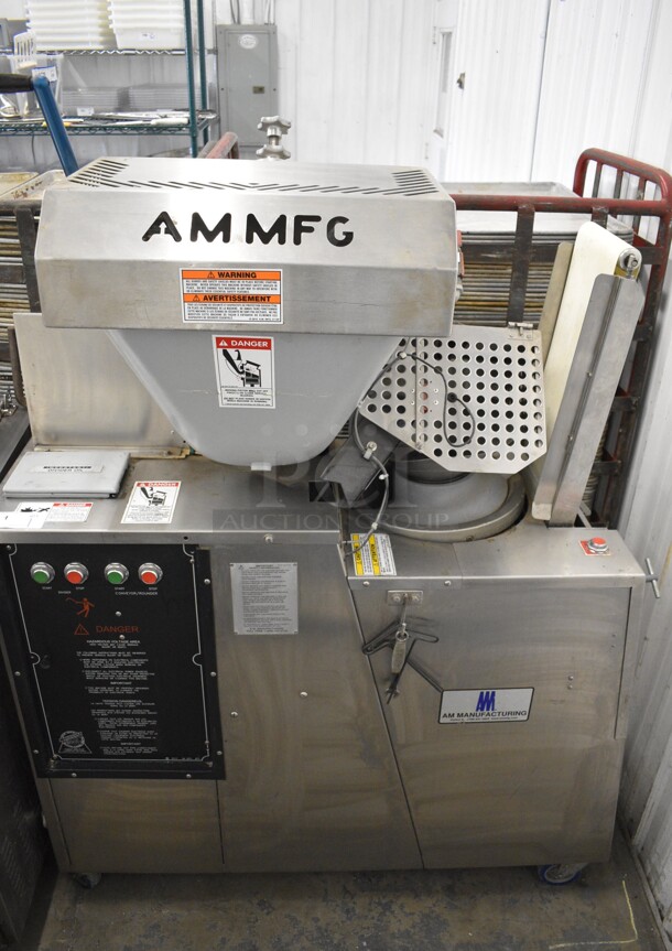 BEAUTIFUL! Scale O Matic Model S302 Stainless Steel Commercial Floor Style Dough Divider Rounder on Commercial Casters. 208 Volts, 3 Phase. 48x30x62 - Image 1 of 11