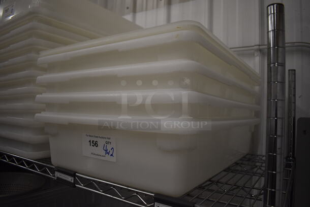 4 White Poly Bins w/ 2 Lids. 18x26x5.5. 4 Times Your Bid! - Image 2 of 3