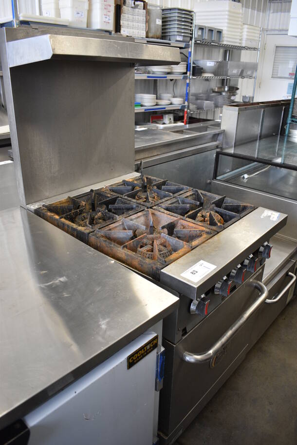 WOW! CPG Model S24-N Stainless Steel Commercial Natural Gas Powered 4 Burner Range w/ Oven and Overshelf. 150,000 BTU. 24x33x59 - Image 8 of 8
