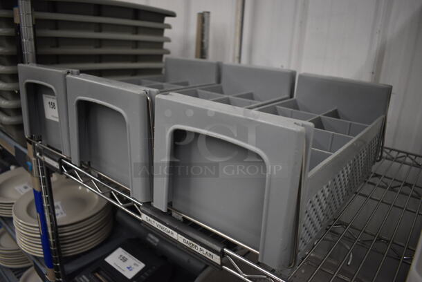 3 Gray Poly Silverware Caddies. 8x18x8. 3 Times Your Bid!