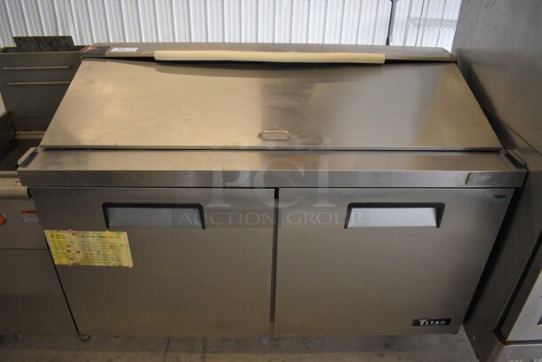 NICE! Titan Model XTSU60 Stainless Steel Commercial Sandwich Salad Prep Table Bain Marie Mega Top on Commercial Casters. 115 Volts, 1 Phase. 62x30x45. Tested and Powers On But Does Not Get Cold - Image 1 of 10
