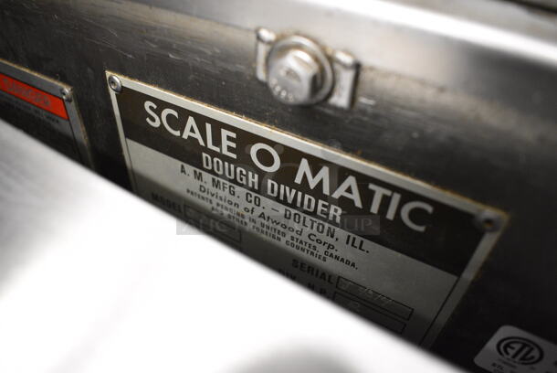 BEAUTIFUL! Scale O Matic Model S302 Stainless Steel Commercial Floor Style Dough Divider Rounder on Commercial Casters. 208 Volts, 3 Phase. 48x30x62 - Image 9 of 11