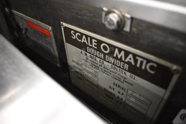 BEAUTIFUL! Scale O Matic Model S302 Stainless Steel Commercial Floor Style Dough Divider Rounder on Commercial Casters. 208 Volts, 3 Phase. 48x30x62 - Image 10 of 11