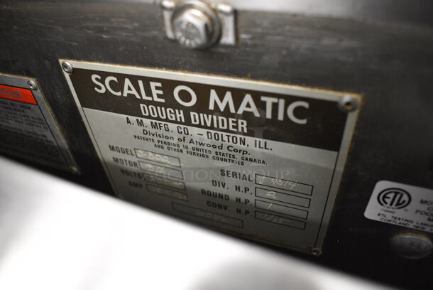 BEAUTIFUL! Scale O Matic Model S302 Stainless Steel Commercial Floor Style Dough Divider Rounder on Commercial Casters. 208 Volts, 3 Phase. 48x30x62 - Image 11 of 11