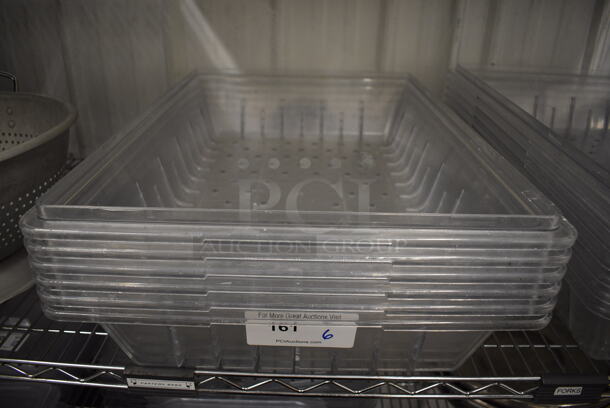 6 Clear Poly Straining Bins. 18x26x5. 6 Times Your Bid!