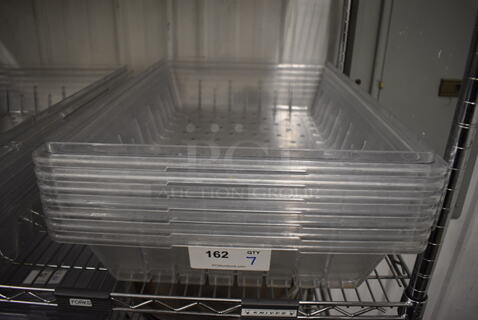 7 Clear Poly Straining Bins. 18x26x5. 7 Times Your Bid!