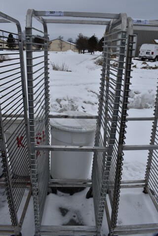 Metal Commercial Pan Transport Rack on Commercial Casters. 20.5x25x69