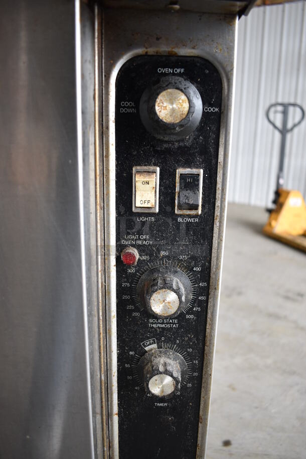 2 FANTASTIC! Blodgett Stainless Steel Commercial Gas Powered Full Size Convection Oven w/ View Through Doors, Metal Oven Racks and Thermostatic Controls on Commercial Casters. 38x38x73. 2 Times Your Bid! - Image 7 of 12