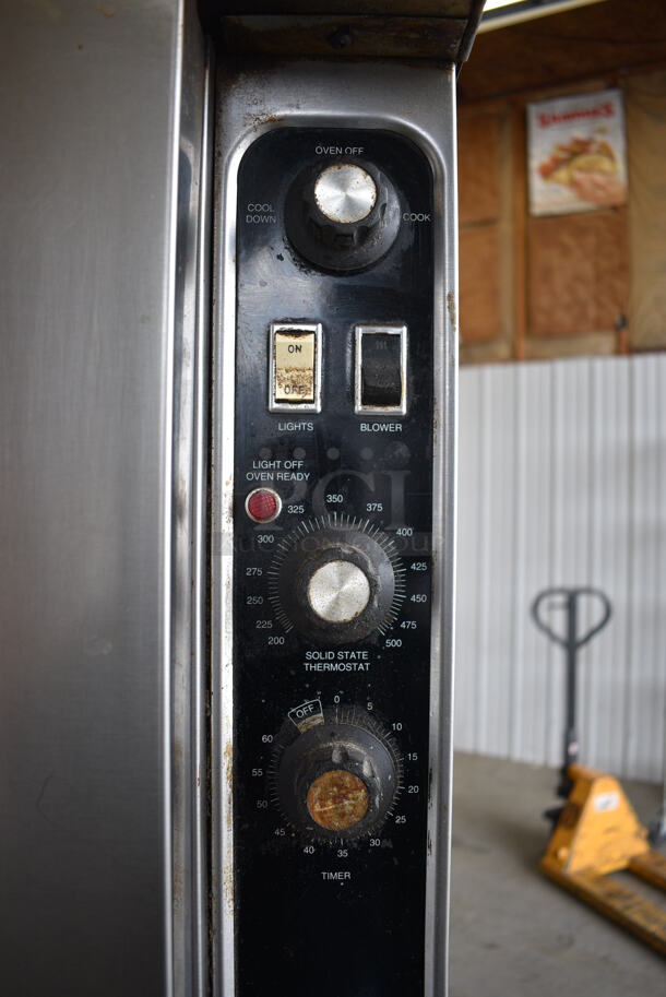 2 FANTASTIC! Blodgett Stainless Steel Commercial Gas Powered Full Size Convection Oven w/ View Through Doors, Metal Oven Racks and Thermostatic Controls on Commercial Casters. 38x38x73. 2 Times Your Bid! - Image 8 of 12