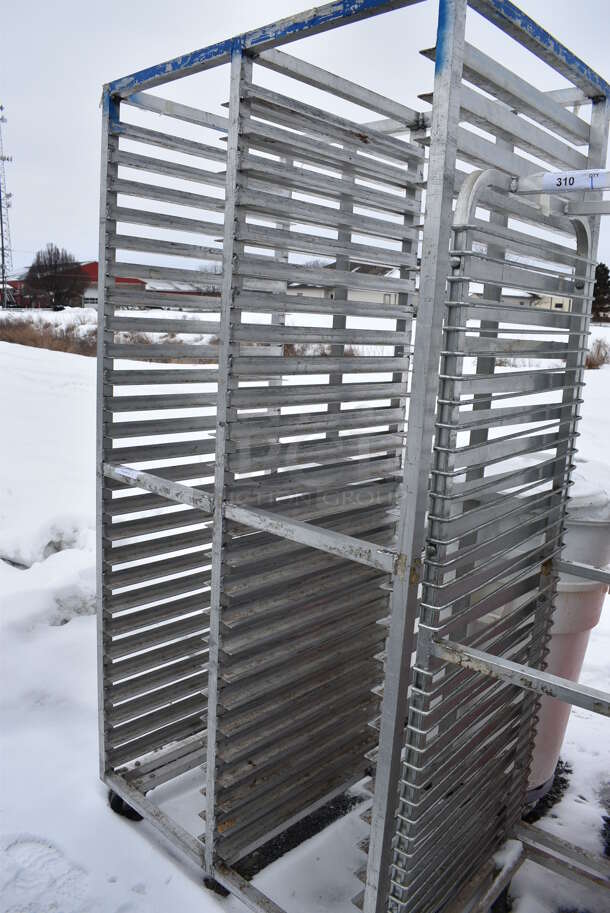 Metal Commercial Double Pan Transport Rack on Commercial Casters. 40.5x27.5x80.5 - Image 1 of 3