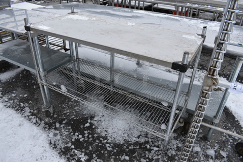 Metal Commercial Table w/ Metro Style Undershelf on Commercial Casters. 48x21x40