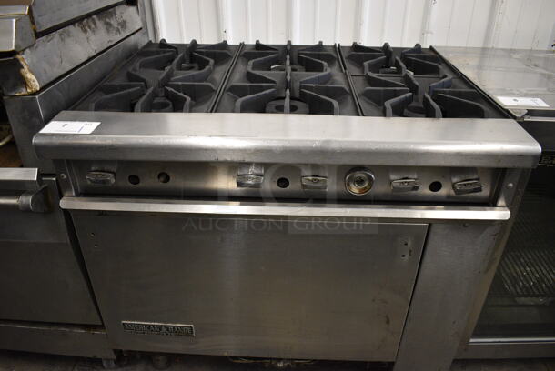 American Range Stainless Steel Commercial Floor Style Gas Powered 6 Burner Range w/ Oven. 36x30x34 - Image 1 of 7