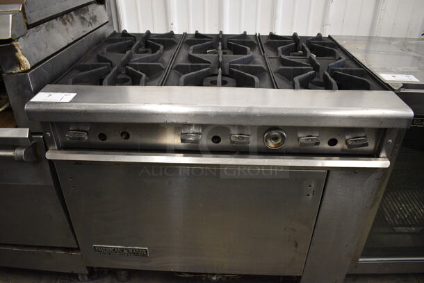 American Range Stainless Steel Commercial Floor Style Gas Powered 6 Burner Range w/ Oven. 36x30x34