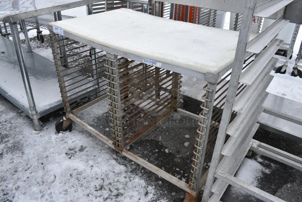 Metal Commercial Double Transport Pan Rack w/ Cutting Board Countertop on Commercial Casters. 41x24x31 - Image 2 of 4