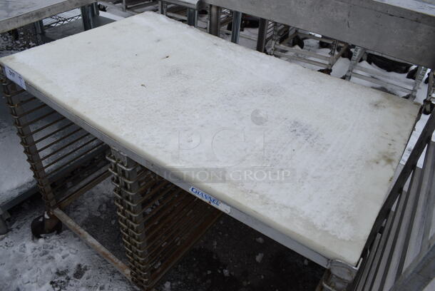 Metal Commercial Double Transport Pan Rack w/ Cutting Board Countertop on Commercial Casters. 41x24x31 - Image 3 of 4