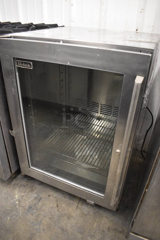 NICE! Perlick Model HC24RS Stainless Steel Commercial Mini Cooler Merchandiser. Comes w/ 4 Commercial Casters. 115 Volts, 1 Phase. 24x24x34. Tested and Working! - Image 2 of 7