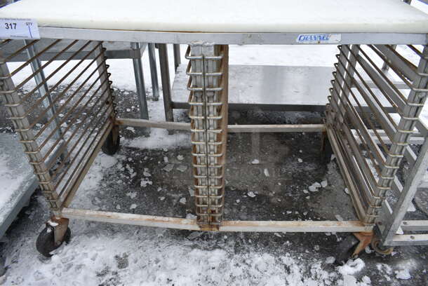Metal Commercial Double Transport Pan Rack w/ Cutting Board Countertop on Commercial Casters. 41x24x31 - Image 4 of 4