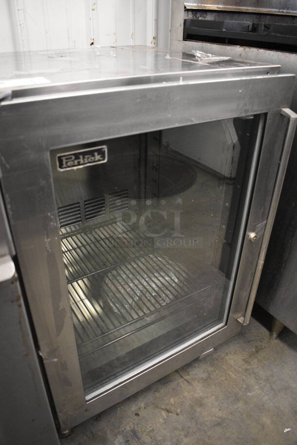 NICE! Perlick Model HC24RS Stainless Steel Commercial Mini Cooler Merchandiser. Comes w/ 4 Commercial Casters. 115 Volts, 1 Phase. 24x24x34. Tested and Working! - Image 3 of 7