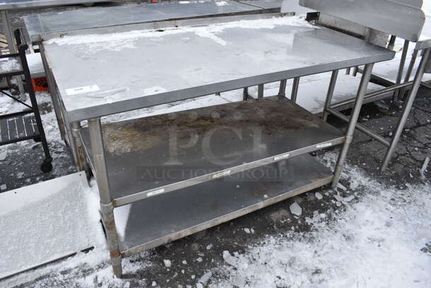 Stainless Steel Commercial Table w/ 2 Metal Undershelves. 60x30x38