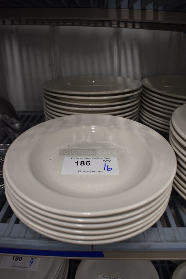 16 White Ceramic Pasta Plates. 11.75x11.75x2. 16 Times Your Bid! - Image 1 of 3