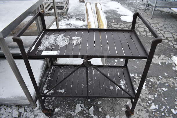 Brown Metal 2 Tier Cart w/ Push 
Handles on Commercial Casters. 33x18x33 - Image 1 of 4