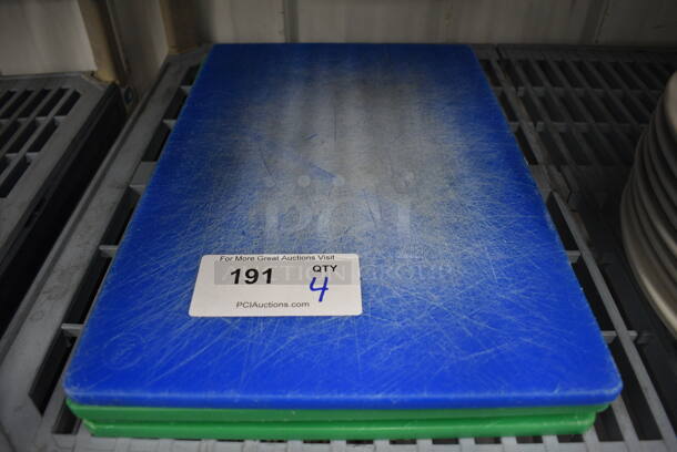 4 Cutting Boards; 1 Blue and 3 Green. 12x18x0.5. 4 Times Your Bid! - Image 1 of 2