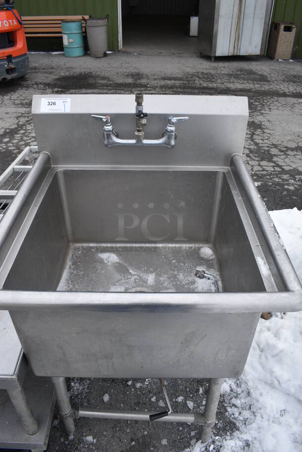 Stainless Steel Commercial Single Bay Sink w/ Faucet and Handles. 29x30x34