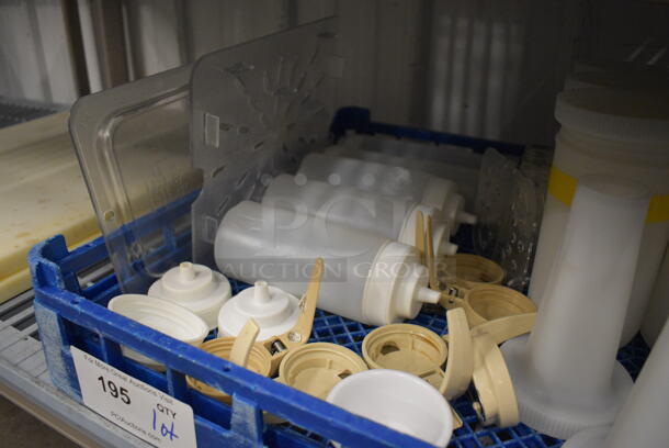 ALL ONE MONEY! Lot of Various Items Including Condiment Bottles and Syrup Pourer Lids in Blue Dish Caddy! - Image 3 of 4