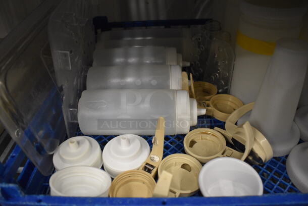 ALL ONE MONEY! Lot of Various Items Including Condiment Bottles and Syrup Pourer Lids in Blue Dish Caddy! - Image 4 of 4