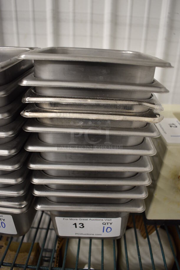 10 Stainless Steel 1/6 Size Drop In Bins. 1/6x4. 10 Times Your Bid!