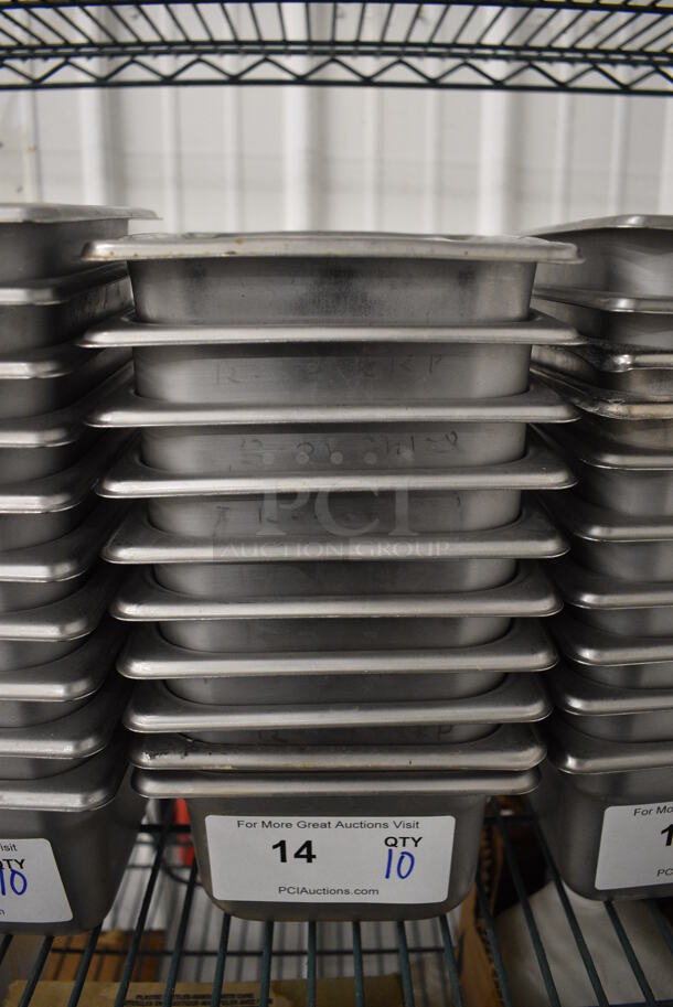 10 Stainless Steel 1/6 Size Drop In Bins. 1/6x4. 10 Times Your Bid!